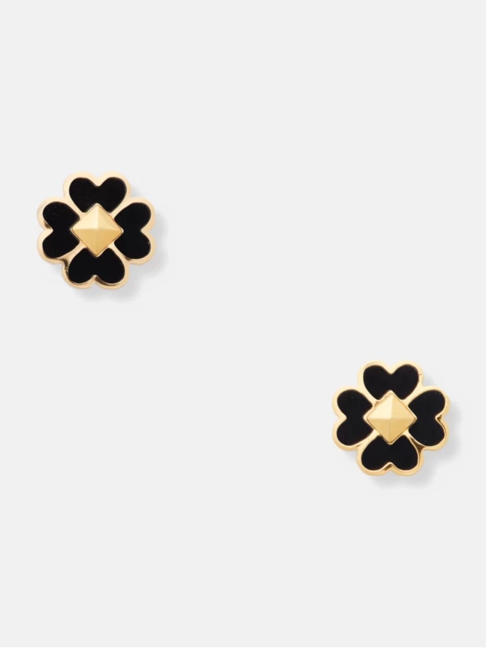 kate spade Black and Gold Clover Stud Earrings